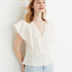 Linen Madewell Carmelina flutter-sleeve top
